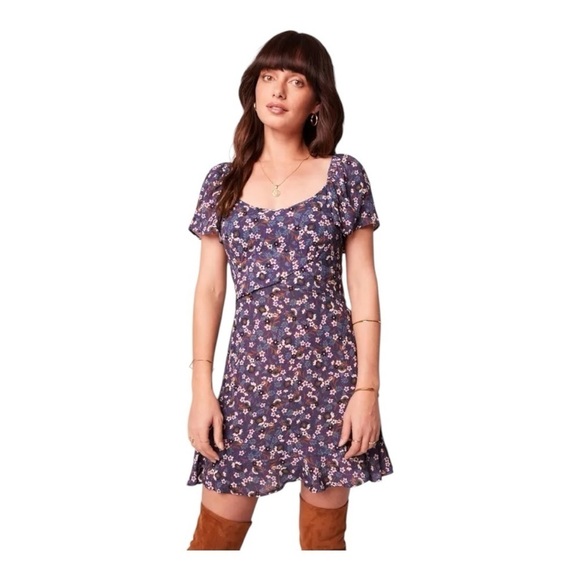 NWT! Band of Gypsies Band of the Free CORALINE PURPLE FLORAL MINI DRESS. Small - Picture 2 of 12